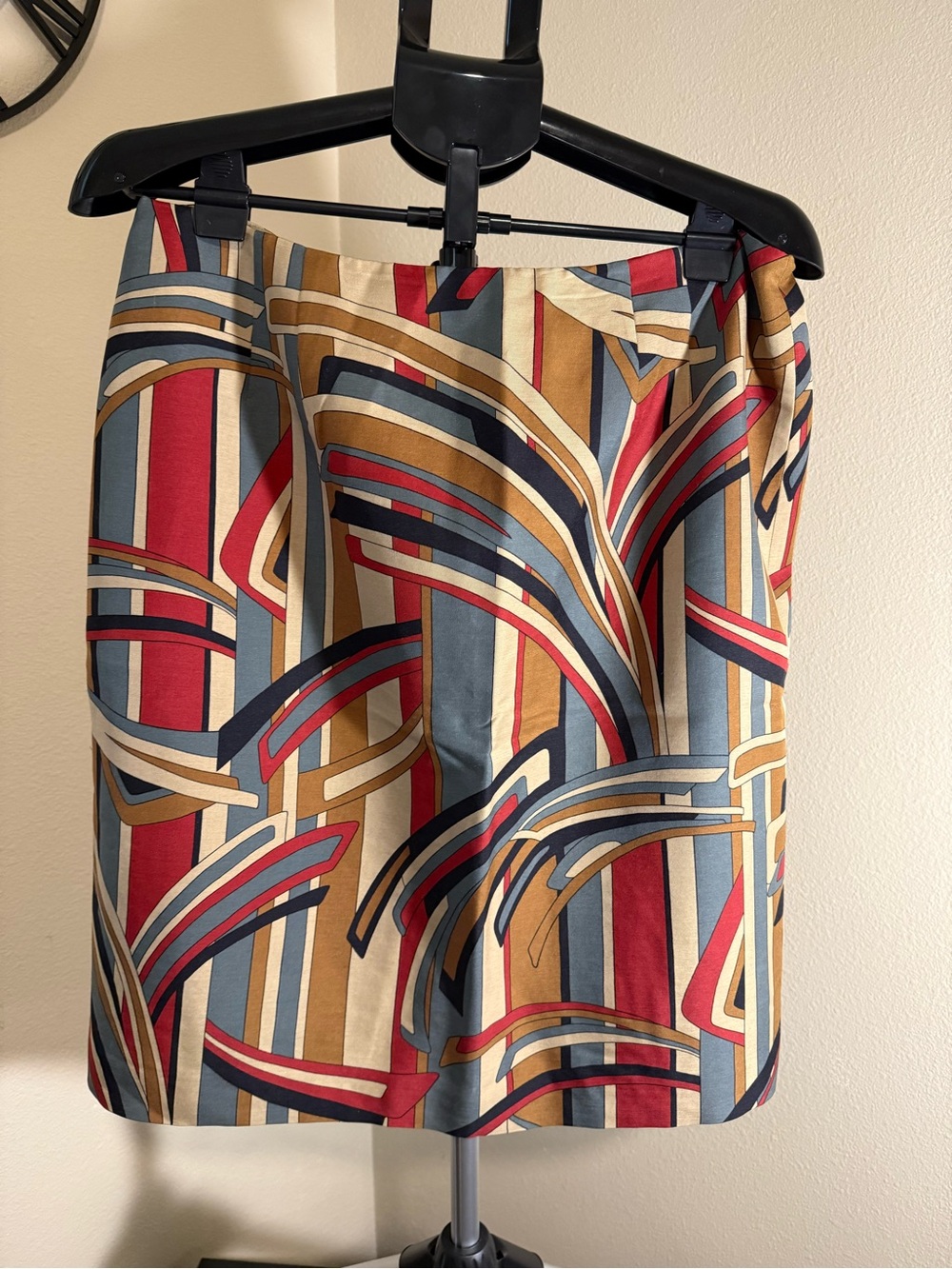 Talbots Red, Blue & Tan Geometric Print Mini Skirt